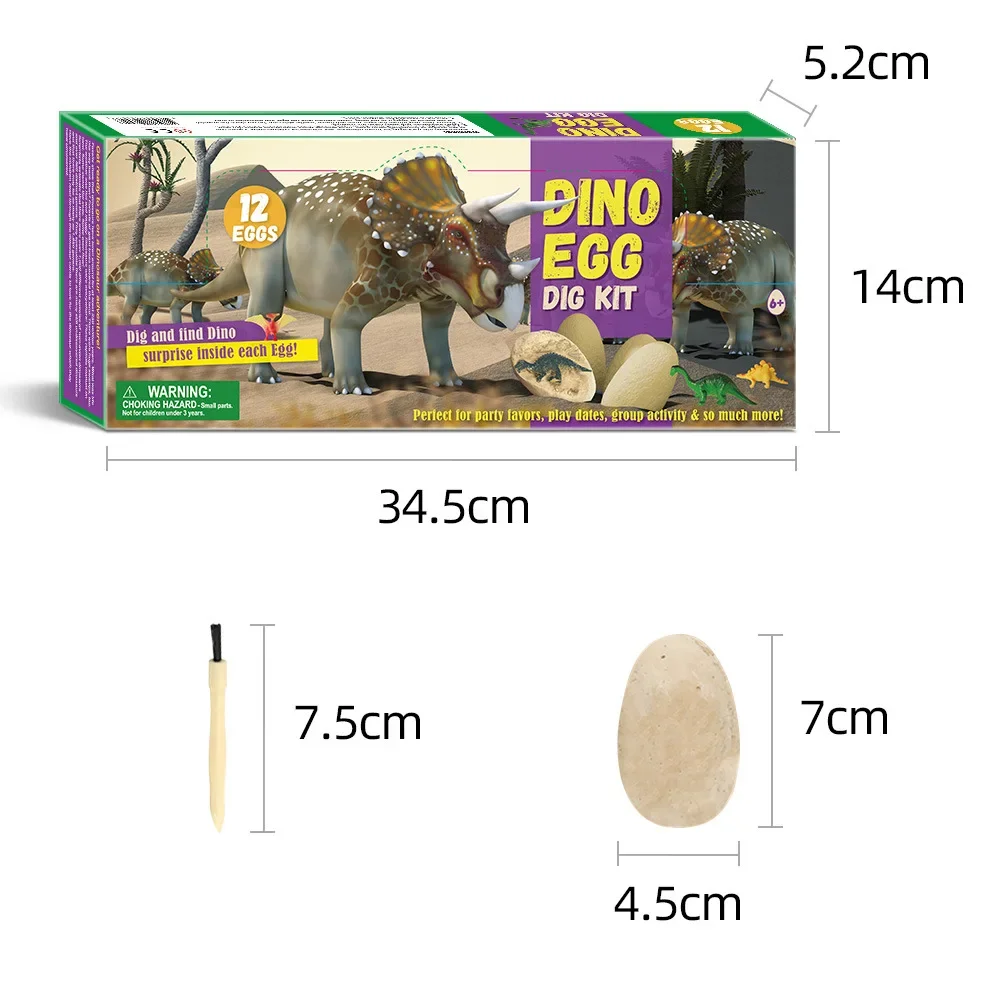 12 Stuks Archeologische Opgraving Dinosaurus Ei Fossiel Creatieve Diy Dinosaurus Ei Kinderen Educatief Wetenschappelijk Opgraving Speelgoed