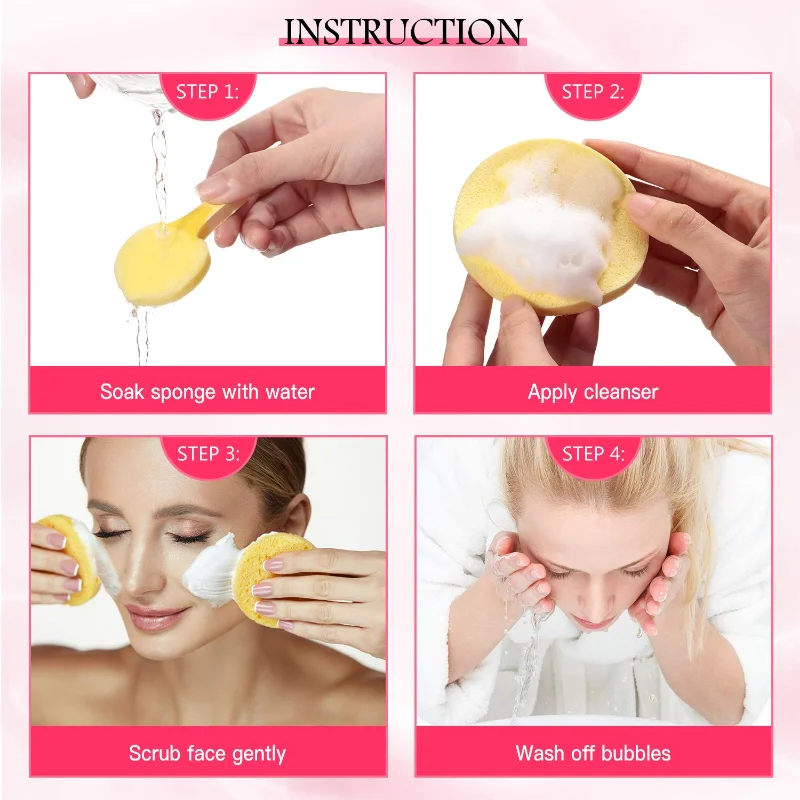 12Pcs Compressed Facial Sponge for Estheticians Face Round Cleansing Sponge Makeup Removal Sponge Pad Exfoliating Spa Washing