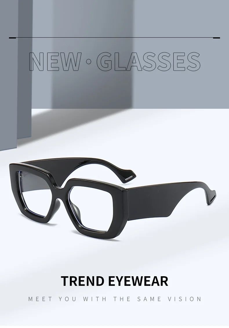 Dicken Rahmen übergroße quadratische Brille für Frauen Mode optische klare transparente Linse Brillen Computer schwarze Brille Retro – Detail 1
