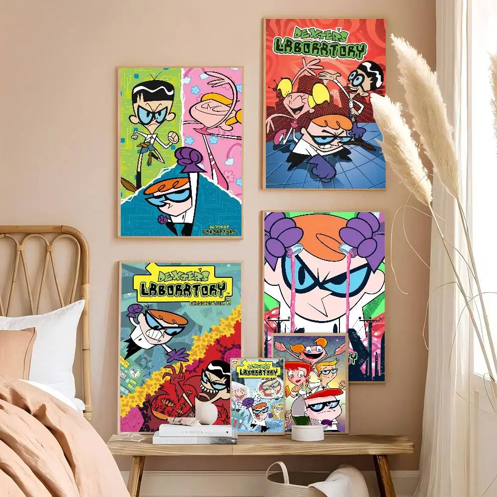 Cartoon D-Dexters L-Laboratory Self-adhesive Art Poster Whitepaper Prints Posters Artwork Home Decor