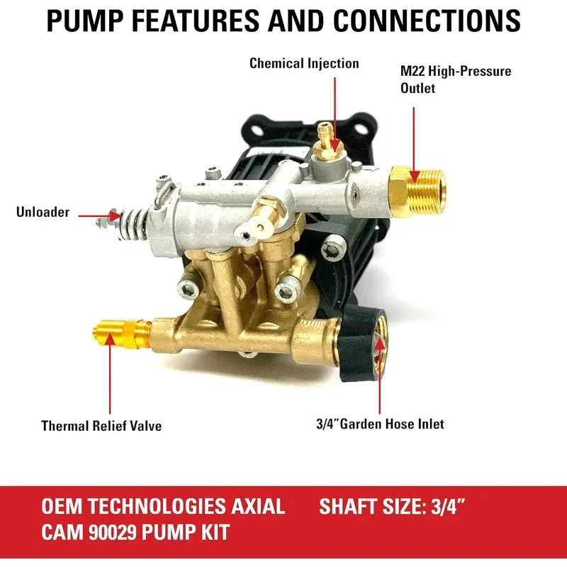 OEM Technologies 90029 Replacement Pressure Washer Pump Kit, 3400 PSI, 2.5 GPM, 3/4