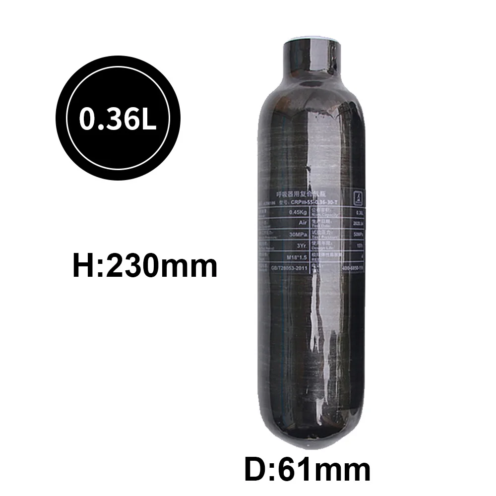 TUXING-0.36L/0.42L 4500Psi 300Bar High Pressure Air Tank HPA Bottle, Carbon Fiber Cylinder, Scuba Diving Tank, M18*1.5 Thread