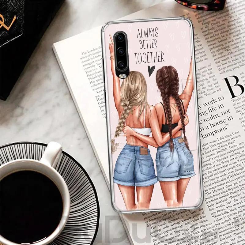 Girls Best Friends Forever BFF Cover For Huawei P30 P40 P50 P10 P20 Lite Phone Case Mate 40 30 20 10 Pro Print Customized Coque