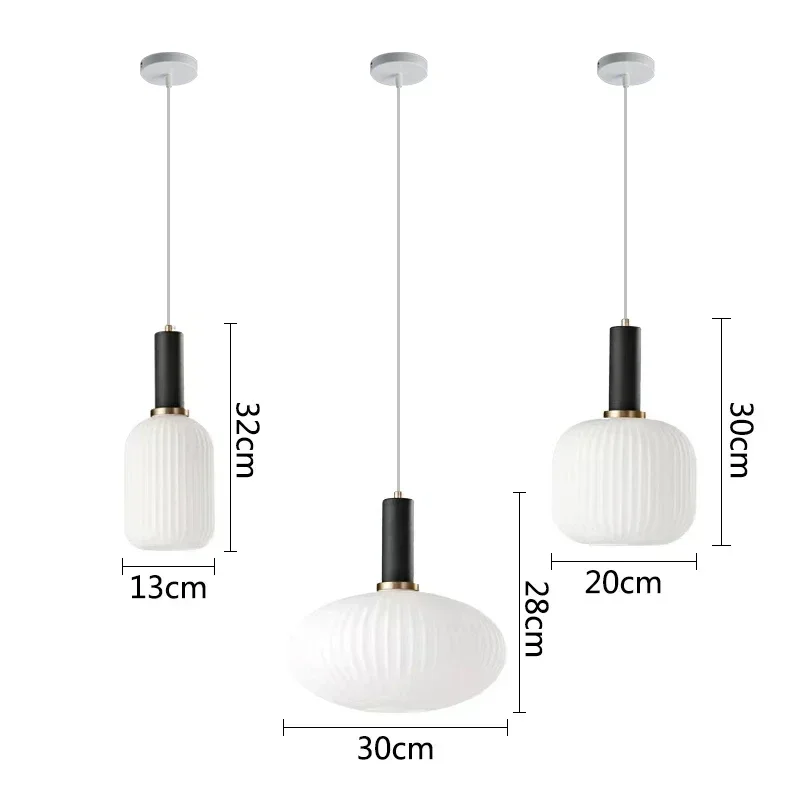 Modern White Glass LED Pendant Lamp Hanging Chandeliers Lighting Fixture Dining Room Kitchen Home Droplight Bedroom Bedside Lamp