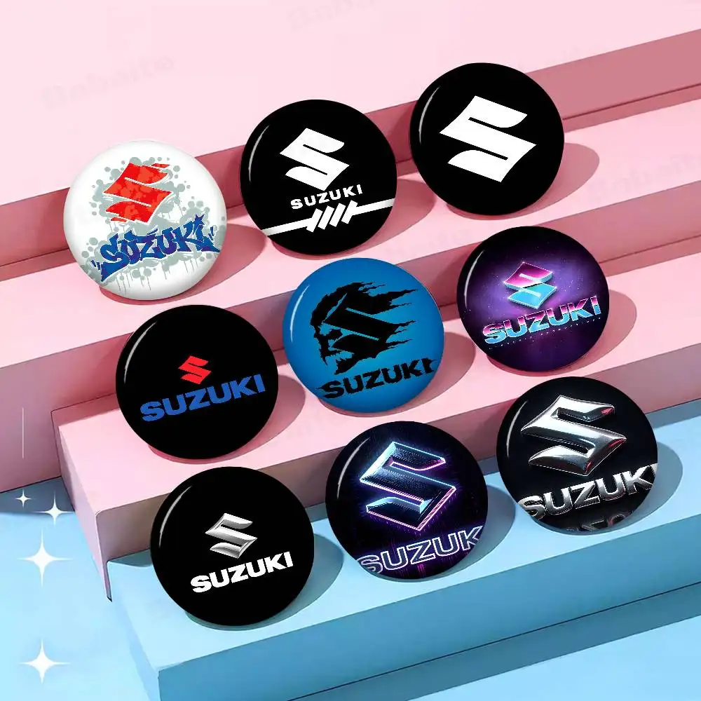 S-Suzukis 32/44/58mm Round Cartoon Brooches Handmade Pins for Backpack Jewelry Accessories Gifts Creative Badge