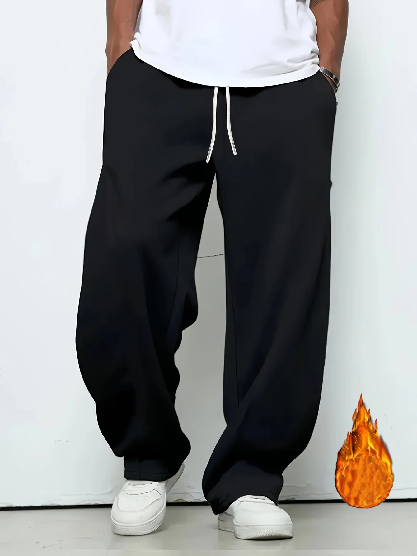 

Men's Autumn Winter Stylish Solid Color Stretch Waist Wide-leg Pants Comfortable and Casual Versatile Streetwear Oversized