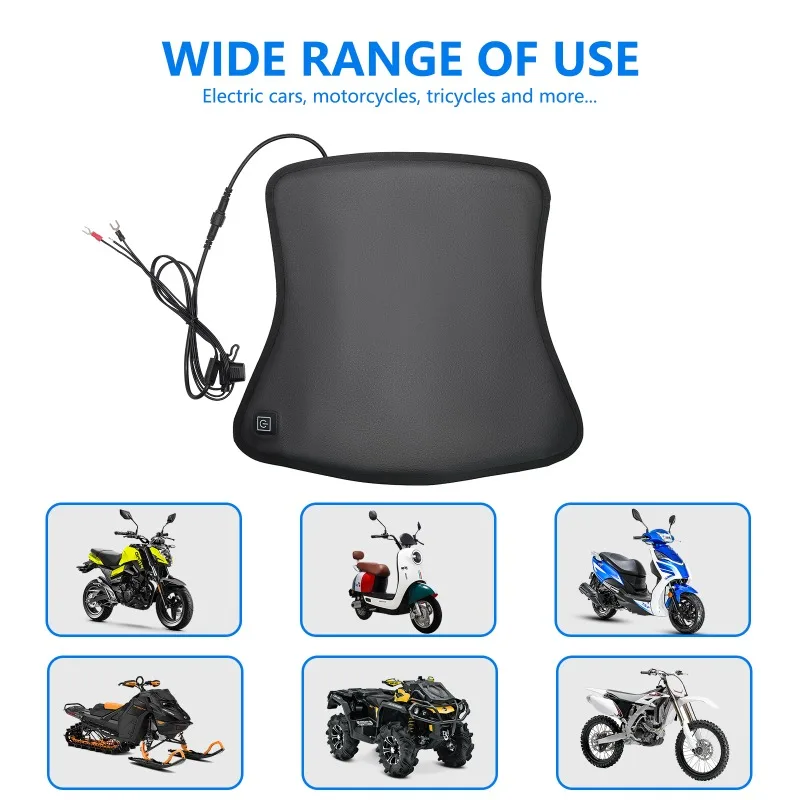 WUPP Motorcycle Three Speed Temperature Controlled Electric Seat Cushion. Warm Seat Cover, Waterproof, Sunscreen, Thick Cushion