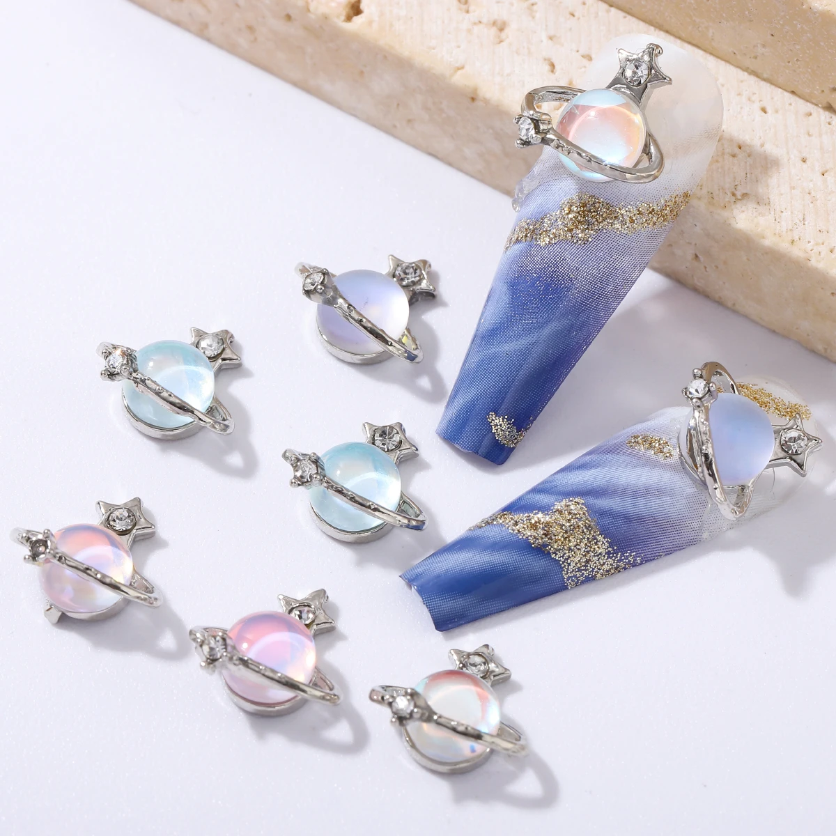 الأظافر اليابانية إنز الرياح السحرية لون كوكب الأظافر فلاش ، ملحقات الحفر المعدنية المجوفة ، 8 * #5