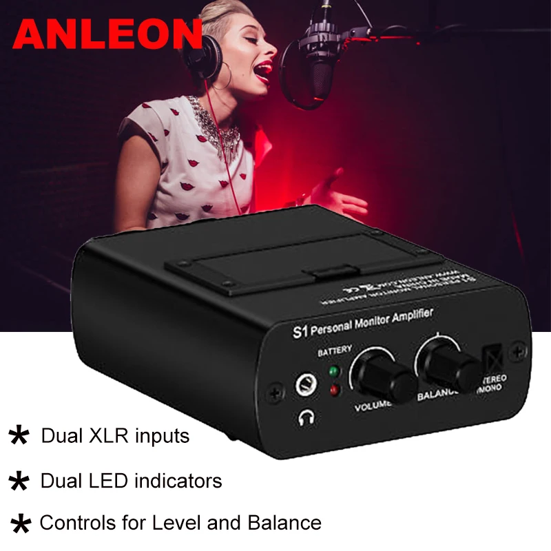 ANLEON S1 Personal In-Ear Monitor Headphone Amplifier IEM System Fit For Stage Studio Bass Player Vocalist Keyboardist Podcast