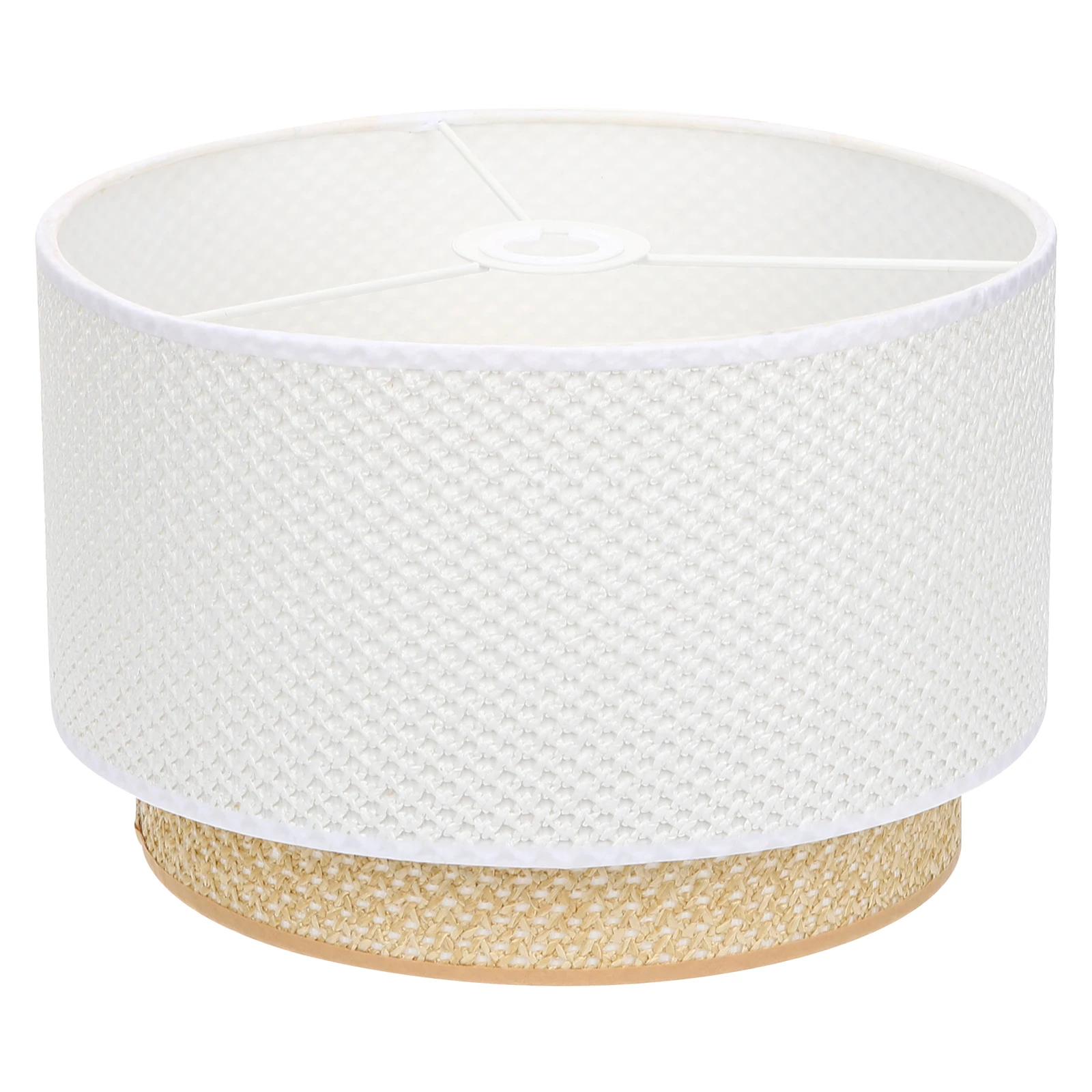 

Rattan Fabric Lampshade 2 Tier White Woven Pendant Hanging Light Shade Drum Chandelier Ceiling Modern Replacement