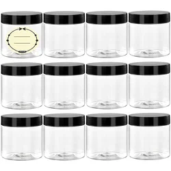 4 Oz Plastic Container Jars Empty Round Clear Cosmetic Slime Jars for Lotion,Cream,Ointments,Body Butter,Makeup,Travel Storage