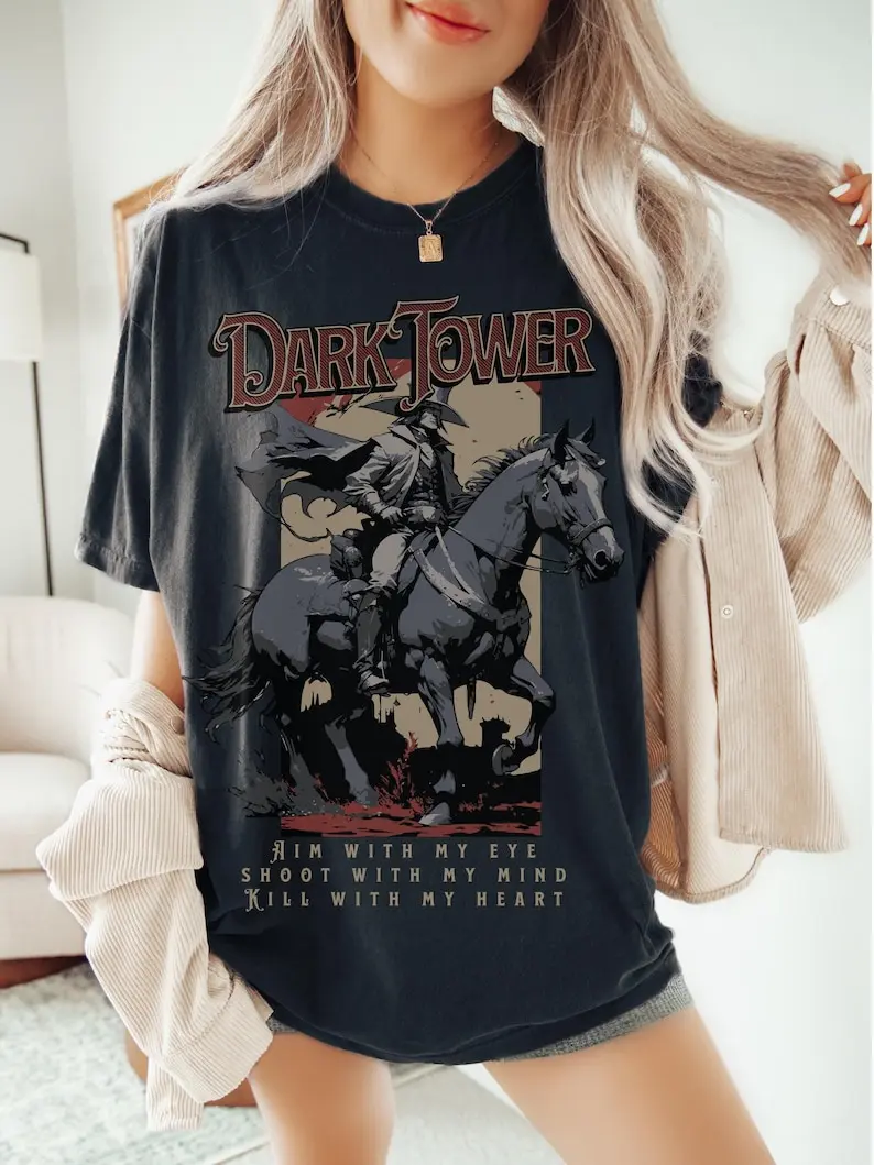 Gunslinger Shirt Dark Tower Stephen King Tee Gift for Readers Printed T-shirt Tops Unisex  High Quality Cotton Graphic T Shirts
