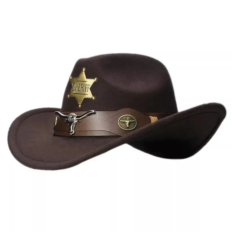 Sombrero de vaquero para hombres y mujeres, sombrero de jazz con ala enrollada, para viajes al aire libre, sombrero de vaquero occidental, sombrero de montar, sombrero vaquero