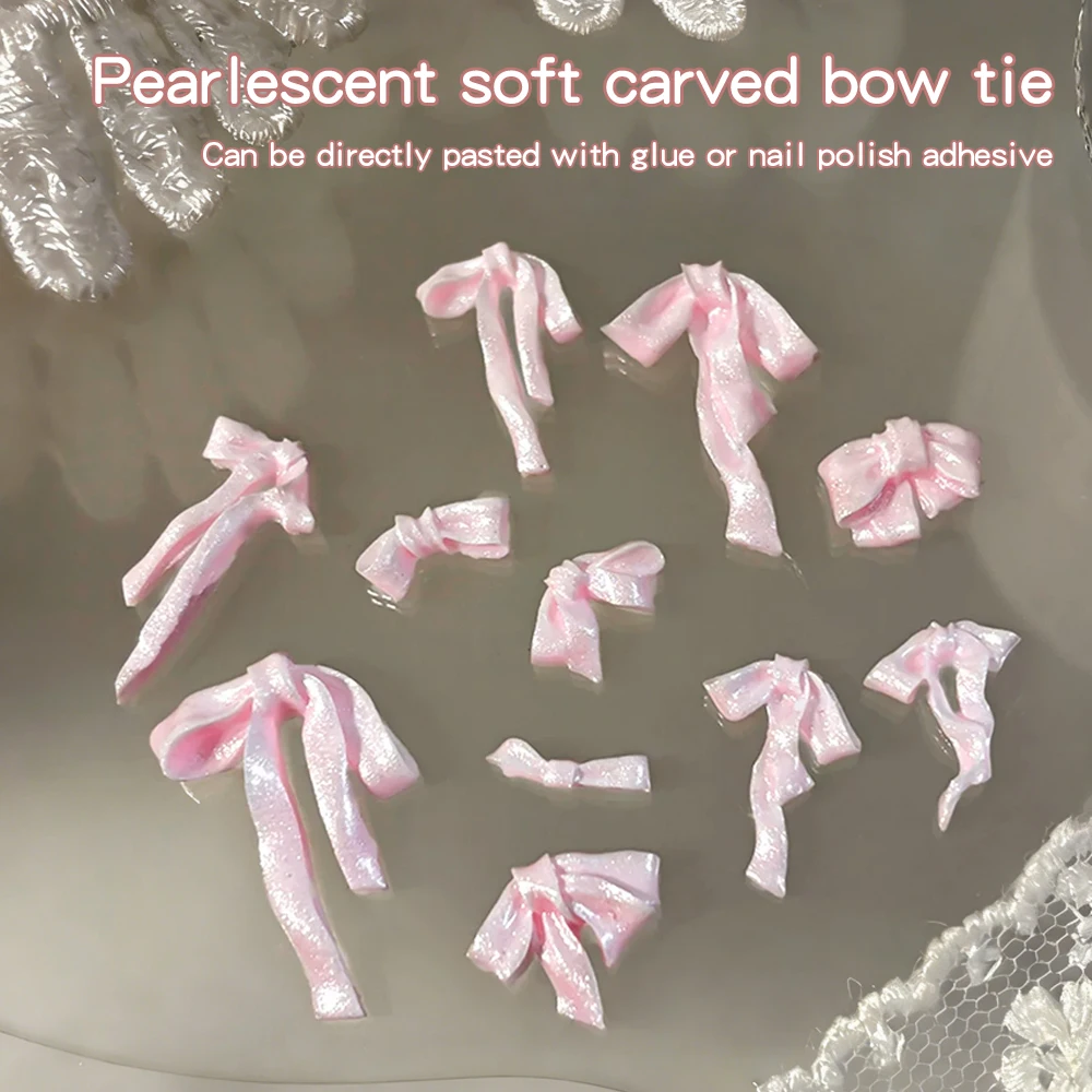 Gemischte Weiche Geschnitzte Schleifenband-Nagelcharms Kawaii Schleifenknoten Rosa/Blau/Weiß Satin Leichte Schleifenknoten Nagelkunst-Dekoration 20-150 Stück