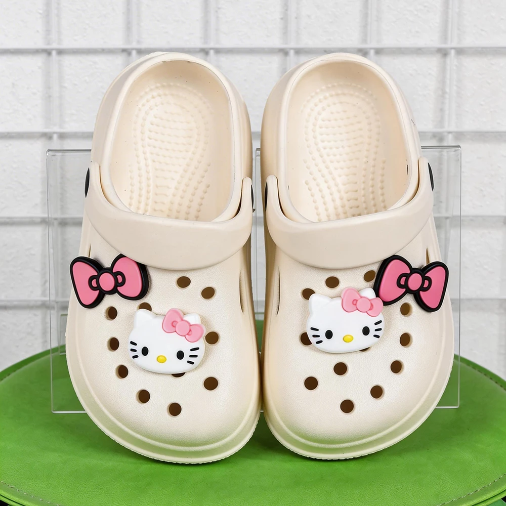 Children's Slippers Bowknot Hello Kitty Slippers For Children Girls Summer Garden Lightweight Breathable Sandals Beach Shoes - view 3