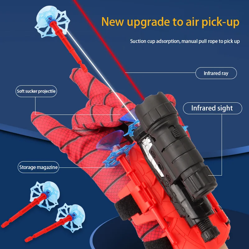 스파이더 발사기 어린이 장난감 발사기 블랙 기술 소프트 총알 스파이더 발사기 스파이더 실크 장갑 새로운 도착 스파이더 그을음