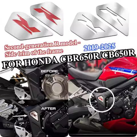 FOR Honda New 2019-2025 CBR650R/CB650R Side Frame Cover-Stainless Steel Decal-Second Generation R-Type Stamped Frame Mark