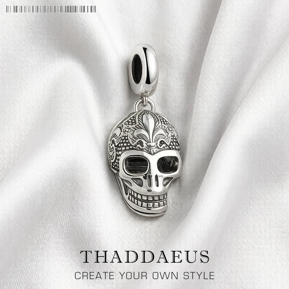 Lily Schädel Charme Anhänger Winter Edlen Schmuck Vintage Punk Reble Geschenk Für Männer Frauen In 925 Sterling Silber