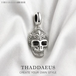 Lily Skull Charm Pendant Winter Fine Jewelry Vintage Punk Reble Gift For Men Women In 925 Sterling Silver