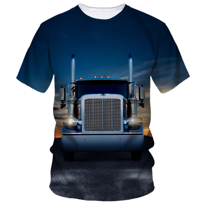 Truck Pattern 3D print set Hip Hop Summer Men\'s Truck Driver T-shirt Short Sleeve Creative Harajuku casual loose quality top
