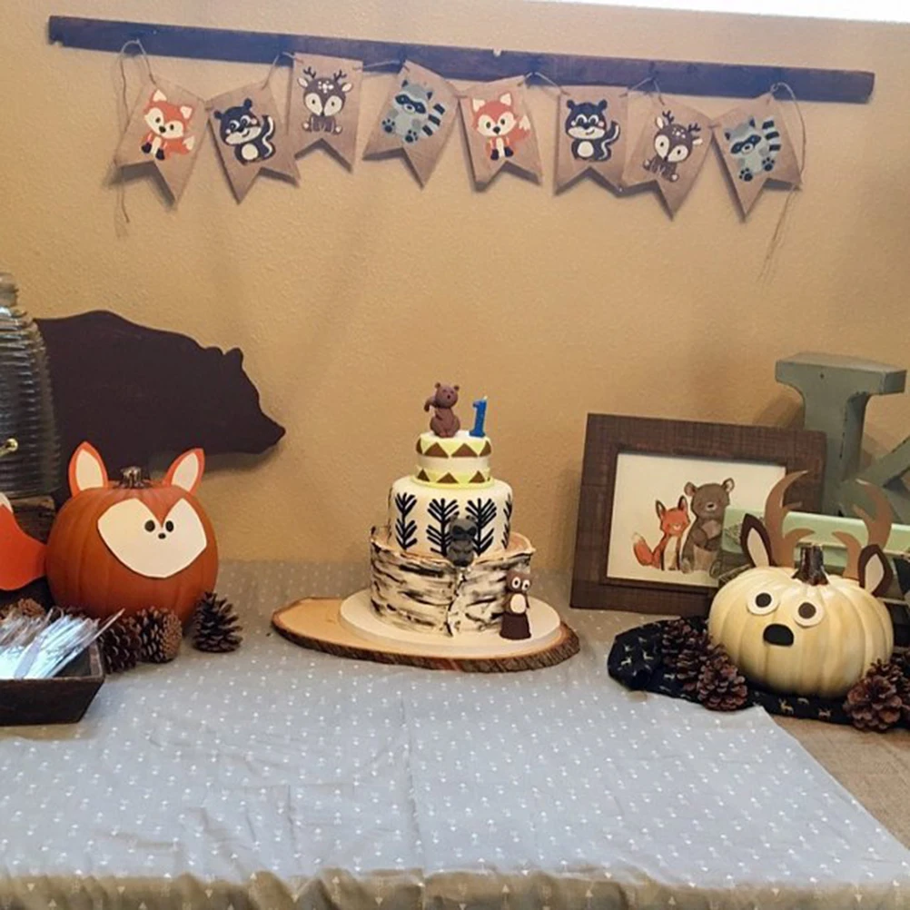 

2M Animal Pull Flag Burlap Bunting Party Decoration Supplies For Birthday Forest Outdoor Indoor Event Decorations