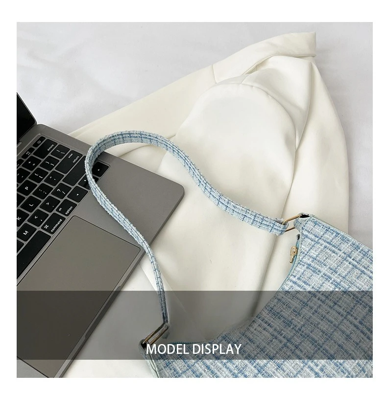 Damen-Unterarmtasche mit minimalistischem Gittermuster, modische High-End-Design-Umhängetasche, lässige, vielseitige Geldbörse für den Pendelverkehr – Detail 5