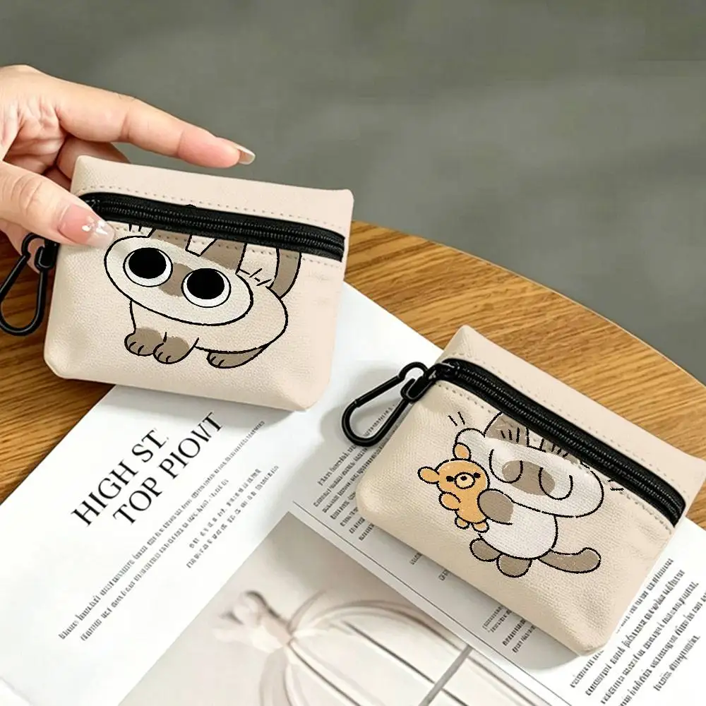 Cute Siamese Cat Xiaodouni Daily Carry Oxford Fabric Small Coin Purse Multi-use Storage Pouch For Keys Cards Coins