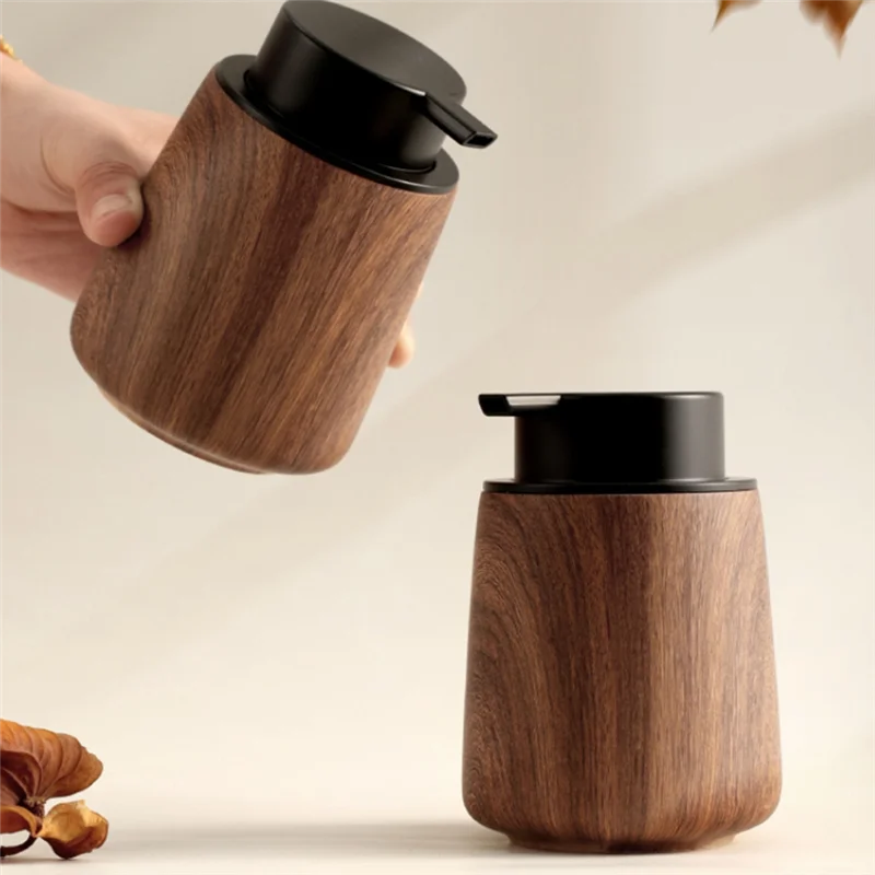 

【24 Hours Sale】Kitchen Accessories Wood Grain Foaming Hand Soap Bottle Shampoo Dispenser Pressure Type Foam Bottle Bathroom Deco