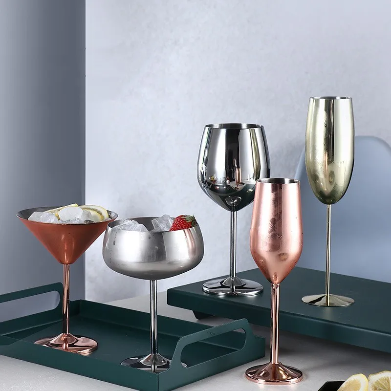 

Бокал из нержавеющей стали 220 мл для красного вина и коктейлей, небьющийся металлический высокий бокал для шампанского, для бара и KTV, в европейском стиле
