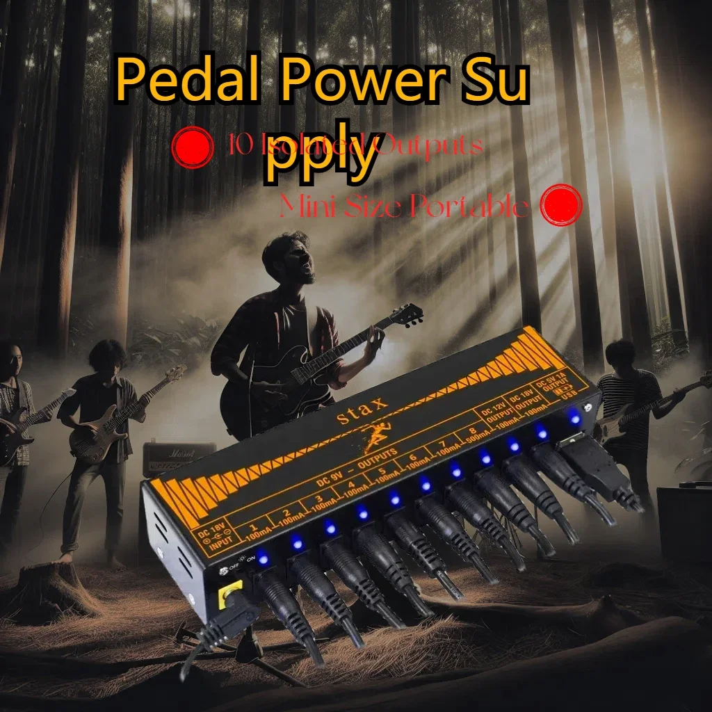 Stax Pedal Power Supply Output Multi Circuit Power Supply For Guitar Pedal Isolated  10 Ways 9V/12V/18V DC Outputs 1 Way 5V USB