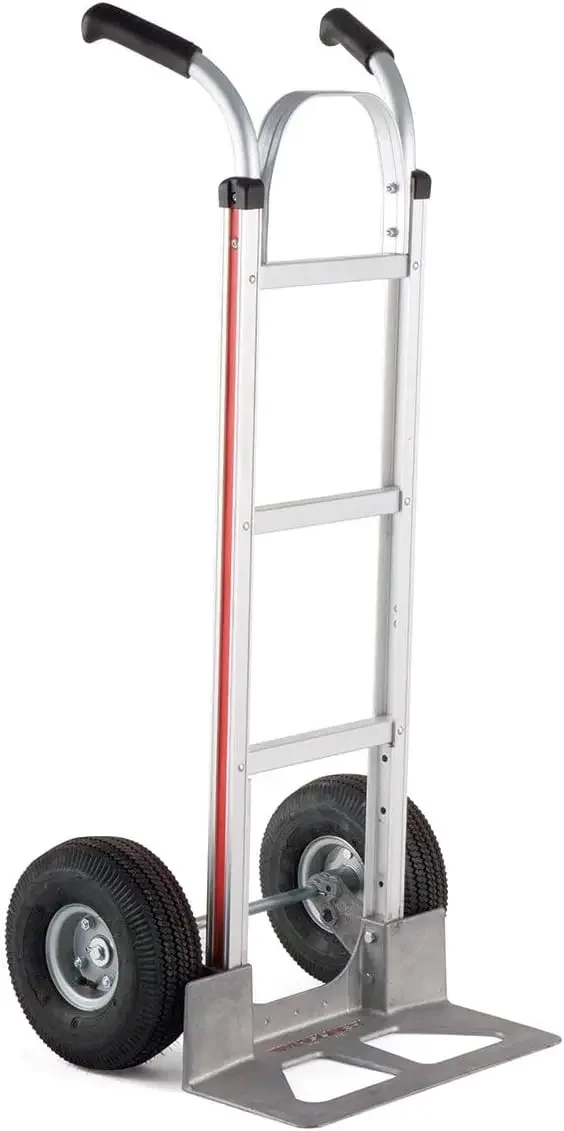 116UA4 Aluminum Hand Truck, Flared Double Pistol Grip Handle, Pneumatic Wheels, 500lbs Capacity