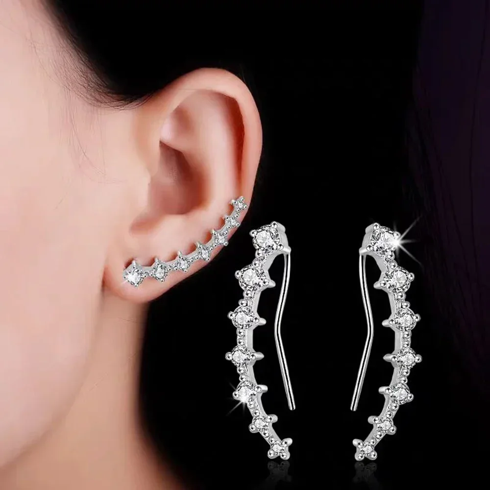 Big Dipper Zircon Earrings Long Dipper Ear Hook Clip on Earrings for Women Fashion Round Shiny Elegant Earrings Jewelry Gifts