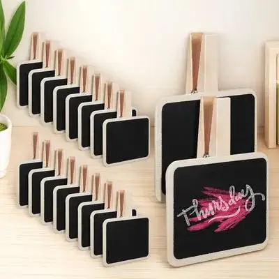 20 قطعة سبورة صغيرة مع مشبك مادة الخشب الطبيعي ملصقات سهلة المسح لاستخدام متجر الراحة في السوبر ماركت في المطاعم #6