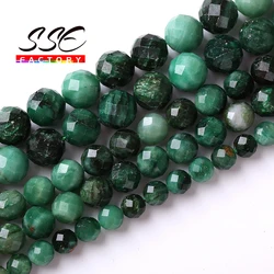 100% Faceted Natural Green Emerald Stone Beads Loose Spacer Beads For Jewelry Making DIY Bracelets Necklaces 6/8/10mm 15