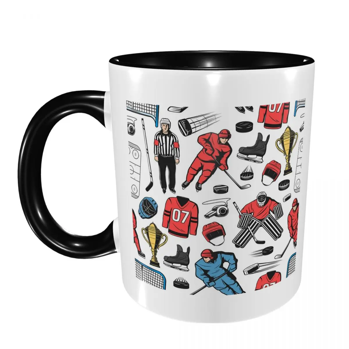 Ice Hockey Players On Rink Mug Funny Ceramic Coffee Cups Tea Mugs Milk Cup Drinkware Gift for Woman Man