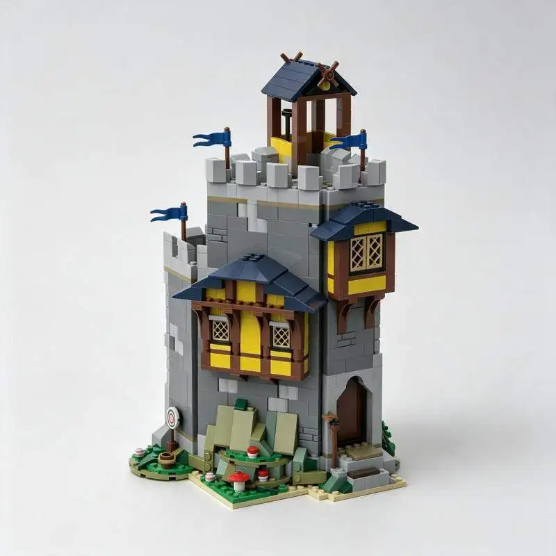 1202PCS Medieval Knight Castle Tower Fortress Model MOC Building Blocks Custom Puzzle DIY Assembly Brick Architecture Display