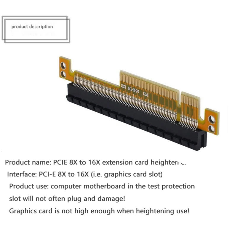 PCI-E Express 8X to 16X Extender Converter Riser Card Adapter Male to Female Extension