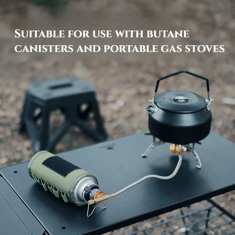 Adaptador de butano con soporte, junta de conversión de gas butano para exteriores, adaptador de estufa de camping, válvula de rosca, boquilla de salida, adaptador de botella