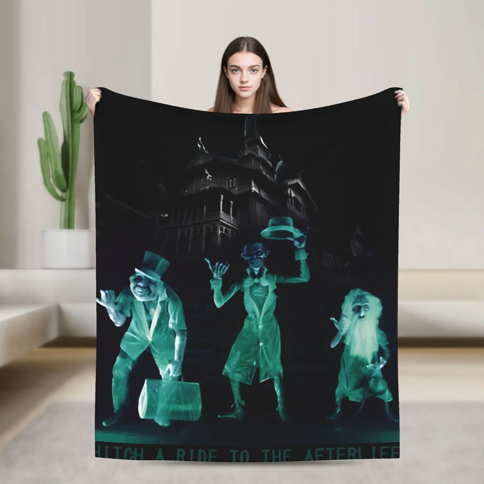 Haunted Mansion Horror Movie Throw Blanket Soft Novelty Blanket  For Living Room Picnic Flannel Bedspread Bed Cover
