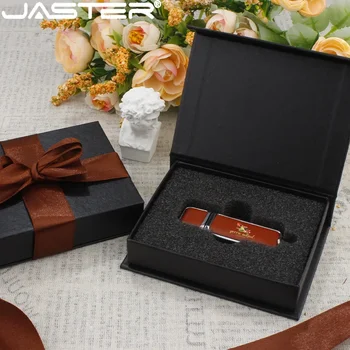 JASTER Braunes Leder Business GESCHENK LOGO USB 2.0 Flash-Laufwerke 64 GB Fashion Pen Drive 32 GB U-Disk Kostenlose Farbstift USB 128 GB BOX