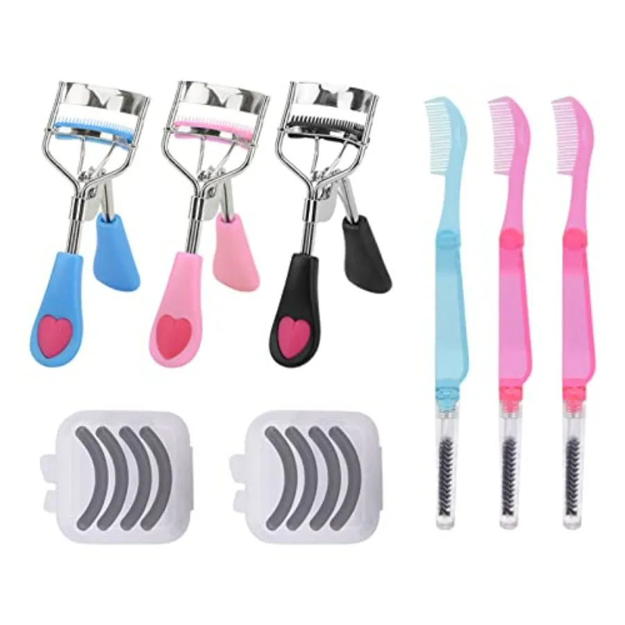 

14 Pc Eyelash Set, 3 in 1 Eyelash Curler with Comb and Brush, Refill Pads and Applicator Tool