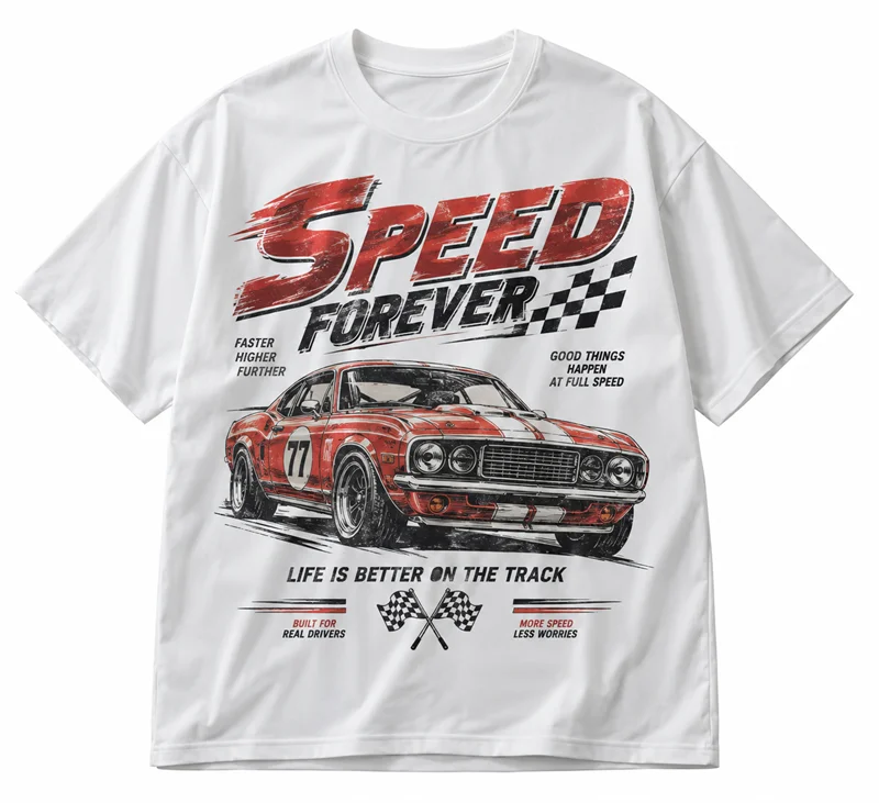Vintage Racing Car Graphic T Shirt Men Women Speedway Motorsport 3D Print Short Sleeve Streetwear Casual Summer Fashion Tee Top