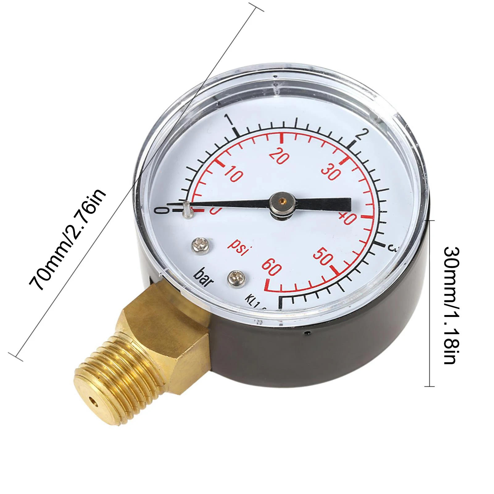 50mm Pool Filter Water Pressure  Hydraulic Pressure Gauge Meter Manometer 1/4