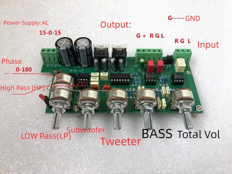 New GHXAMP 2.1 Subwoofer Preamplifier NE5532 Preamp Tone Control Board 3 channel TL072 Treble Bass adjustment