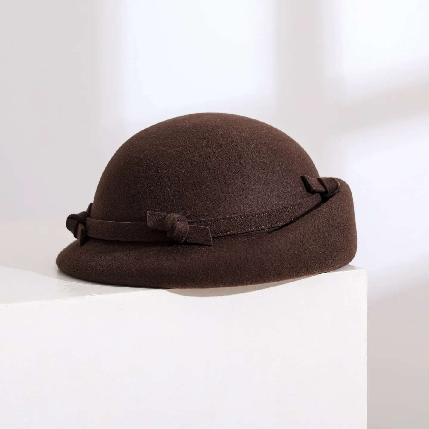 Elegant Vintage Side Bow 100% Wool Beret For Women Warm Winter Stewardess French Artist Cap Sweet Girls Daily Gift Hat