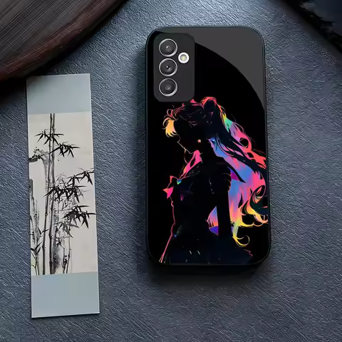 S-SailorES M-MoonS Phone Case Glass for Samsung Galaxy S24 S23 S21 S22 S20 Ultra Fe Plus A34 A54 A24 A52 A53 M54 Cover