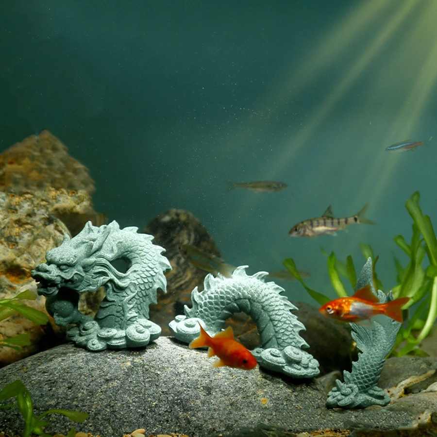 Aquarium Stone Dragon Landscaping Decoration Fish Tank Ornaments Fishbowl Accessories Goldfish Reptile Pet Turtle Lizard Animals