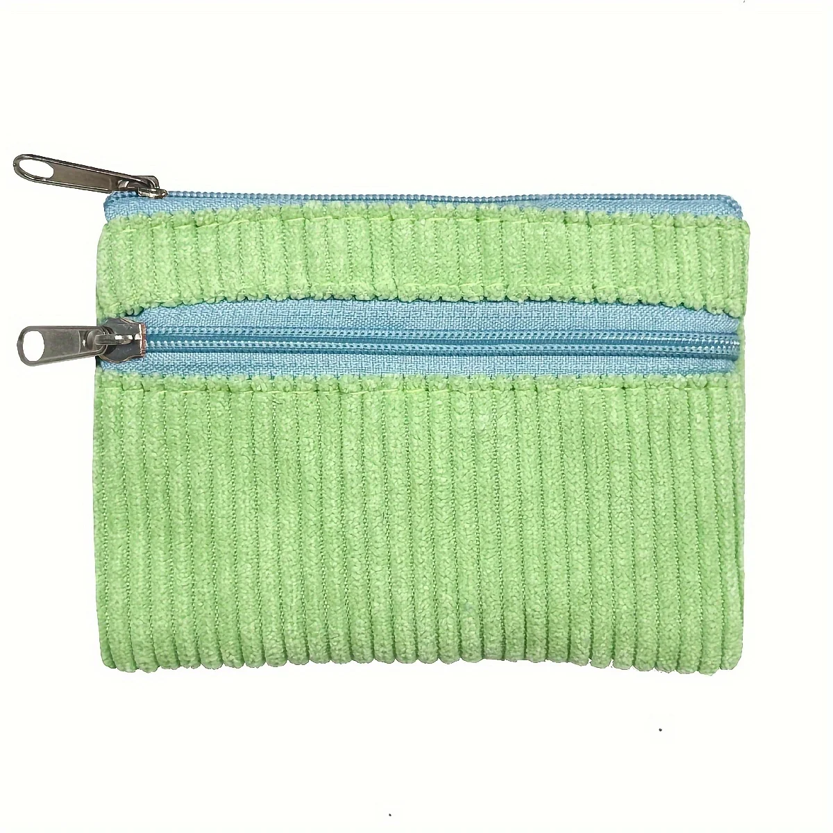 Mehrfarbige Kleingeldtasche aus Cord, Schlüsseltasche, tragbare Kartentasche, kleiner Metallreißverschlusskopf – Detail 10