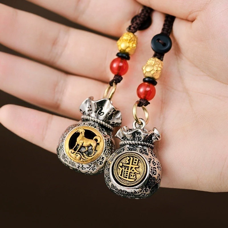 Vintage Cupronickel Alloy Wallet Key Chain Men\'s Fortune Car Key Ring Women\'s Backpack Charms Lucky Jewelry