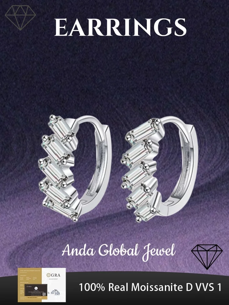 

925sterlingsilverjade Rectangular Moissanite Women's Pendant Earrings Are Noble Elegant and Suitable for Daily Wear and Matching